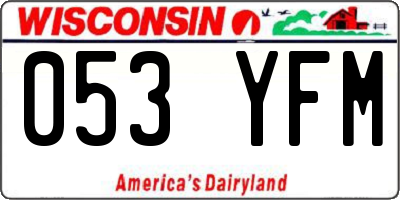 WI license plate 053YFM