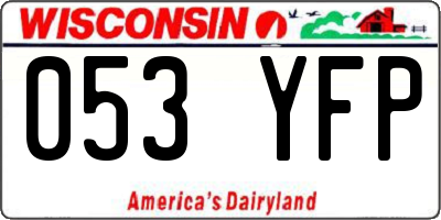 WI license plate 053YFP