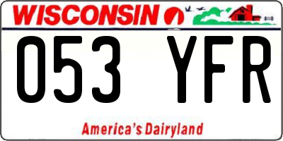 WI license plate 053YFR