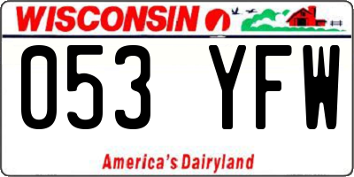WI license plate 053YFW