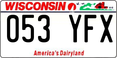 WI license plate 053YFX