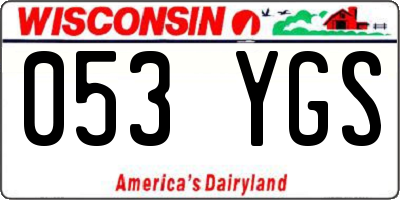 WI license plate 053YGS