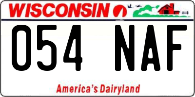 WI license plate 054NAF