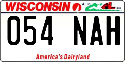 WI license plate 054NAH