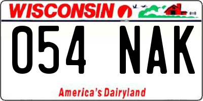 WI license plate 054NAK