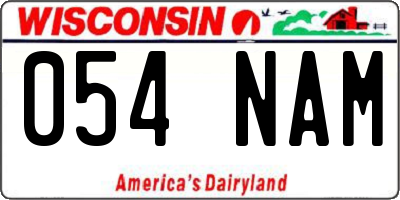 WI license plate 054NAM