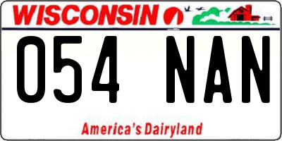 WI license plate 054NAN