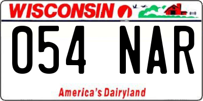 WI license plate 054NAR