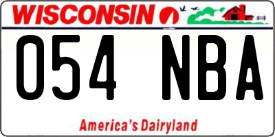 WI license plate 054NBA