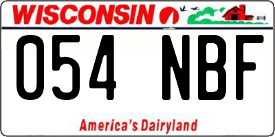 WI license plate 054NBF