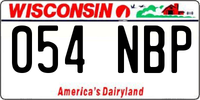 WI license plate 054NBP