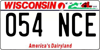 WI license plate 054NCE