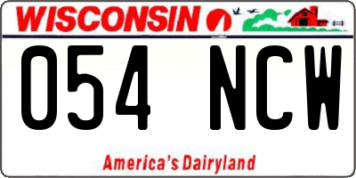 WI license plate 054NCW