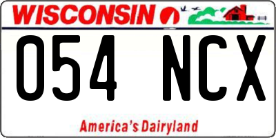 WI license plate 054NCX