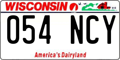 WI license plate 054NCY