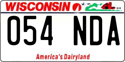 WI license plate 054NDA