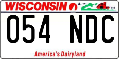 WI license plate 054NDC