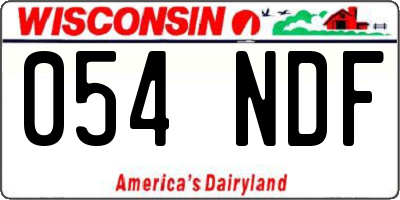 WI license plate 054NDF