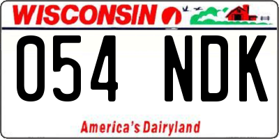 WI license plate 054NDK