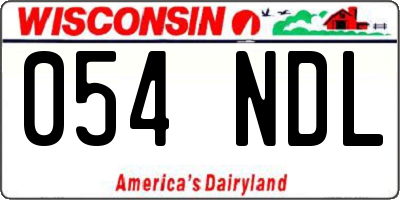 WI license plate 054NDL