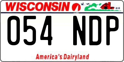 WI license plate 054NDP