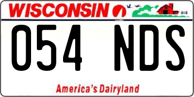 WI license plate 054NDS