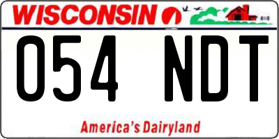 WI license plate 054NDT