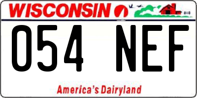 WI license plate 054NEF