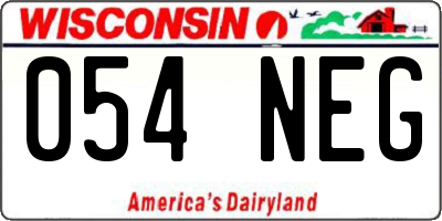 WI license plate 054NEG