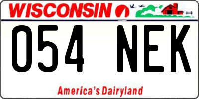 WI license plate 054NEK