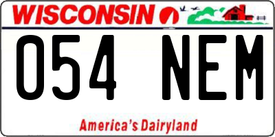 WI license plate 054NEM