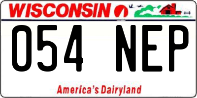WI license plate 054NEP