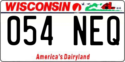 WI license plate 054NEQ