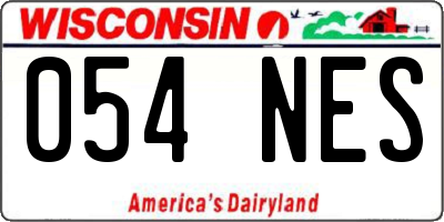 WI license plate 054NES