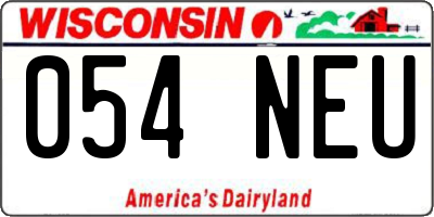WI license plate 054NEU