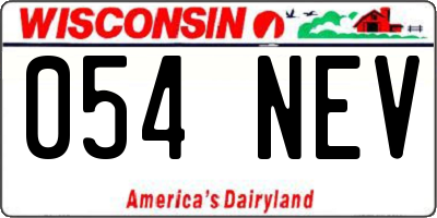 WI license plate 054NEV