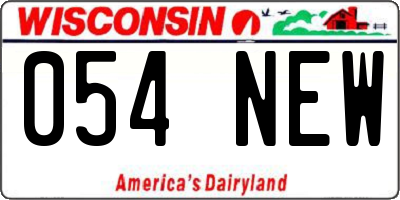 WI license plate 054NEW