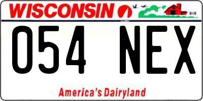 WI license plate 054NEX