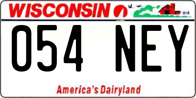 WI license plate 054NEY