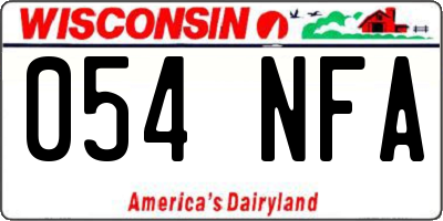WI license plate 054NFA