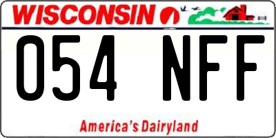 WI license plate 054NFF