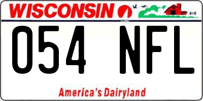 WI license plate 054NFL