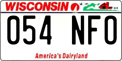 WI license plate 054NFO