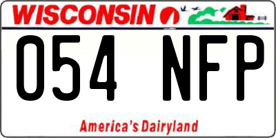 WI license plate 054NFP