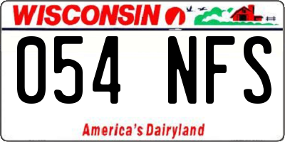 WI license plate 054NFS