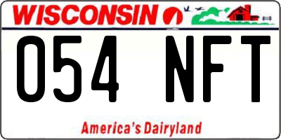 WI license plate 054NFT