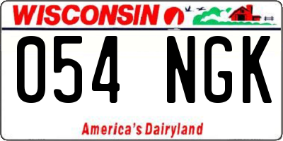 WI license plate 054NGK