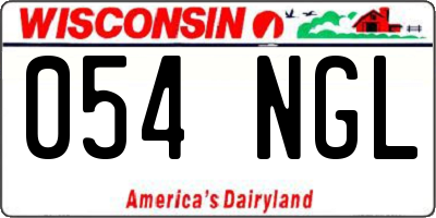 WI license plate 054NGL