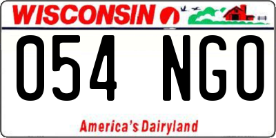 WI license plate 054NGO