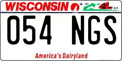 WI license plate 054NGS